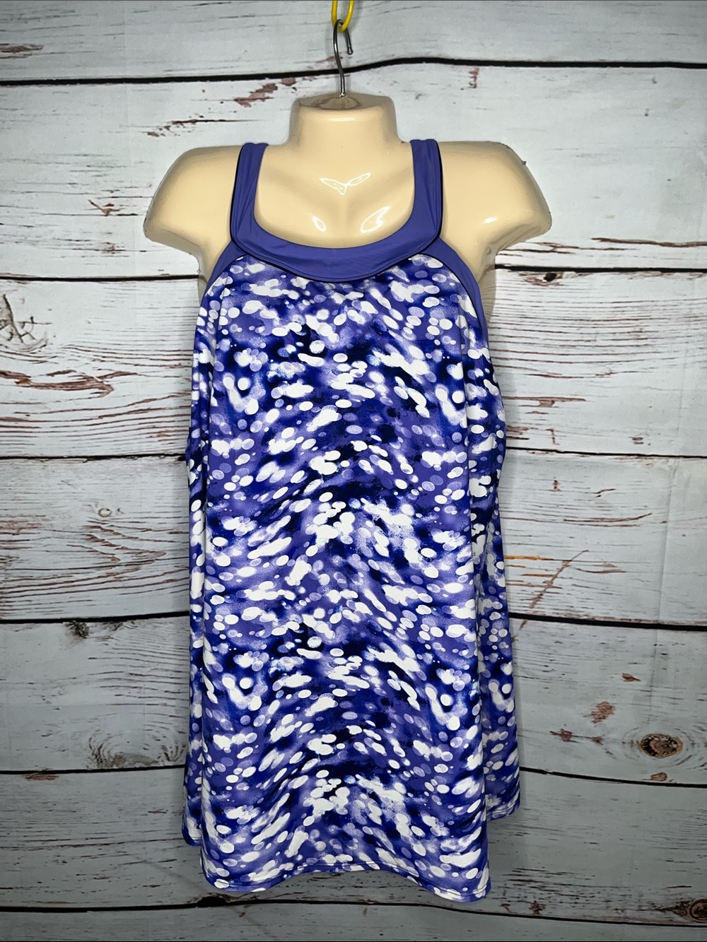 Lands’ End Size 18W Purple & White Printed One Piece Bathing Swim Swim Dress